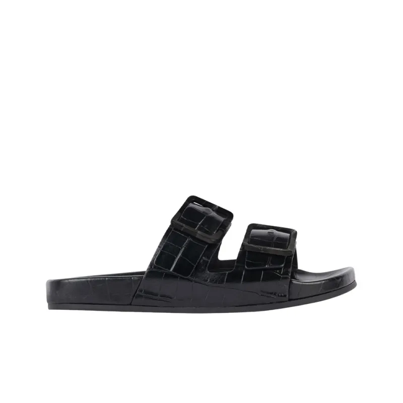 Balenciaga Mallorca Sandal Black Crocodile Embossed-1