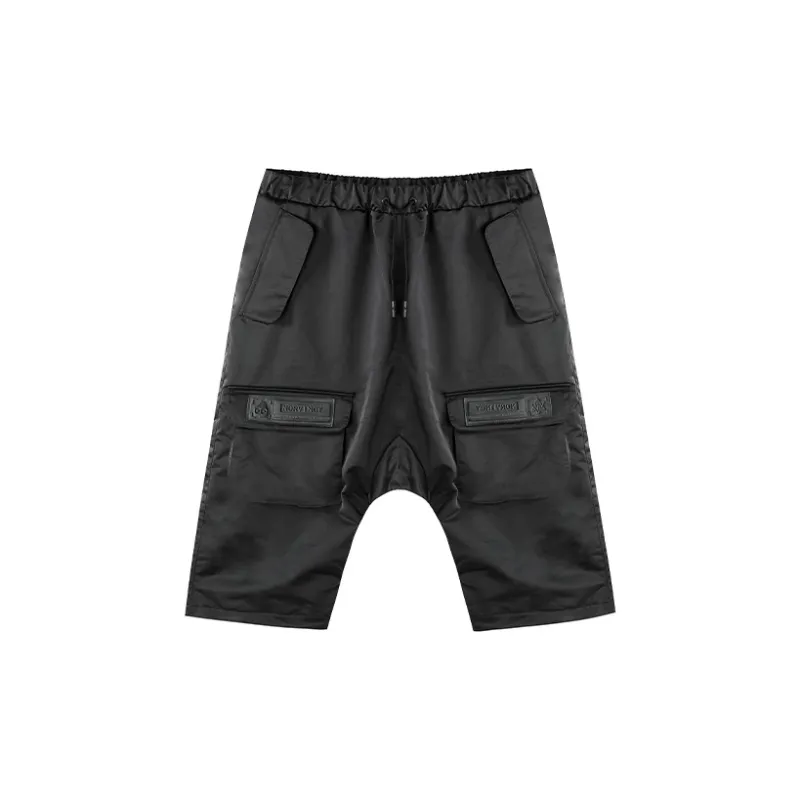 NORVINCY Straight Fit Loose Fit Black Warrior Solid Color Cargo Pants Men's Black-1