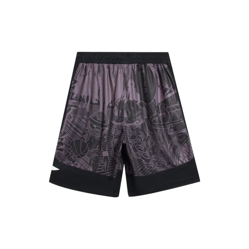 LiNing Badfive Casual Shorts Men's Black Gray Print-0