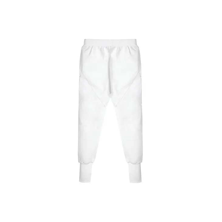 NORVINCY Elastic Waistband Pure White Casual Pants Unisex White-2