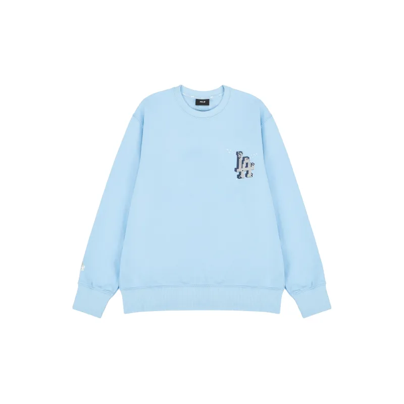 MLB PLAY PIXEL OVERFIT Los Angeles Dodgers Sweatshirt Unisex Light Blue-1
