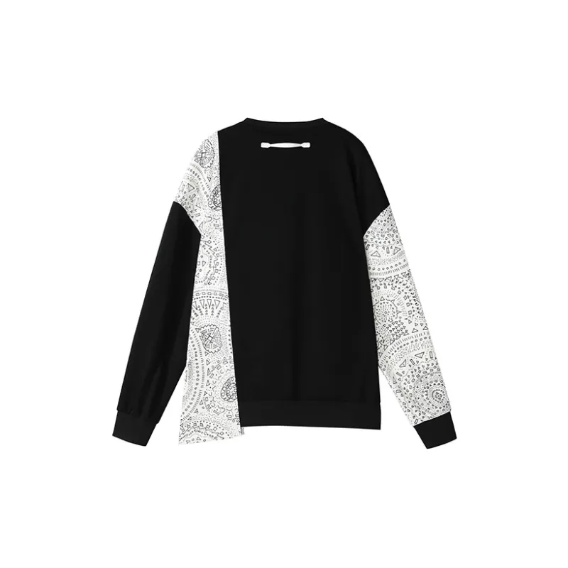 NORVINCY Chinese Fashion Trend Badge Without Hood Pullover Sweatshirt Unisex Black-1