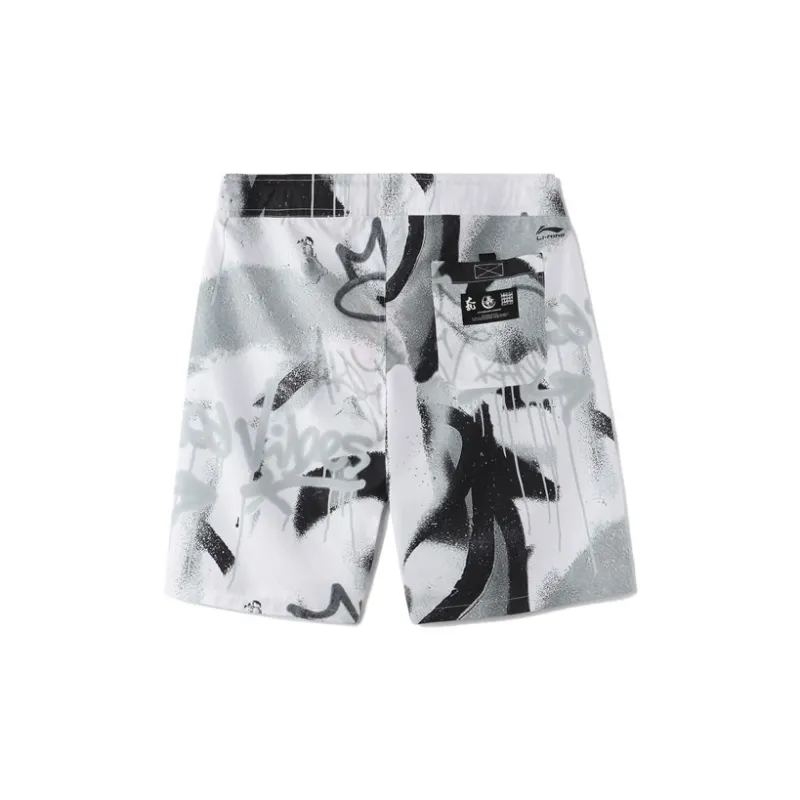 LiNing Casual Shorts Men's Black White Print-1