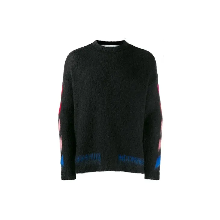 OFF WHITE Brushed Mohair Diag Arrows Logo Knit Sweater-1