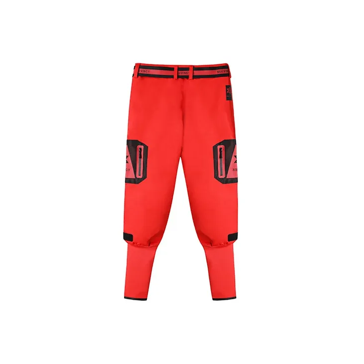 NORVINCY Mecha Punk Windproof Warm Casual Pants Unisex Red-2