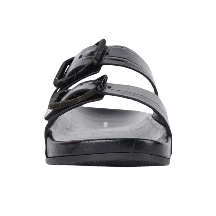Balenciaga Mallorca Sandal Black Crocodile Embossed-3
