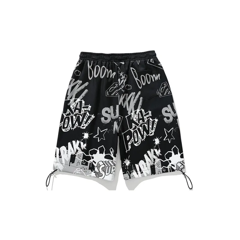 SANSYAS Superman Loose Fit Shorts Unisex Black-1