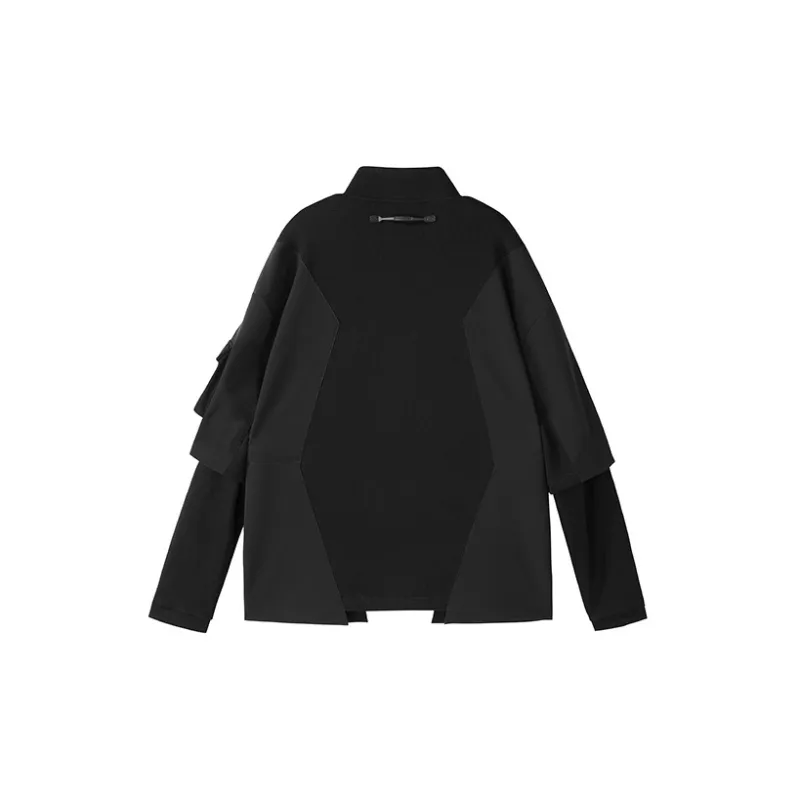 NORVINCY Deconstructed Style Tactical Solid Color Hoodless Sweatshirt Unisex-1