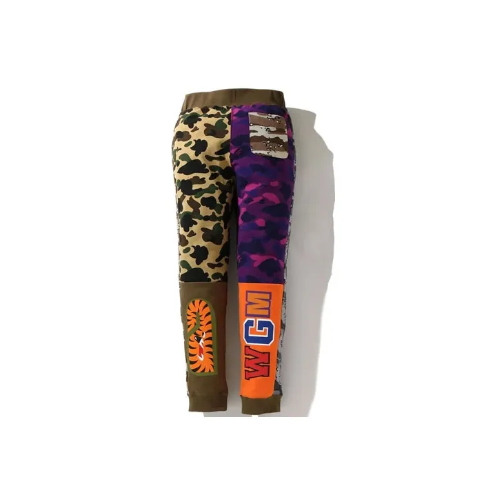 A BATHING APE Shark Series Knitted Sports Pants Men's Multicolor-1