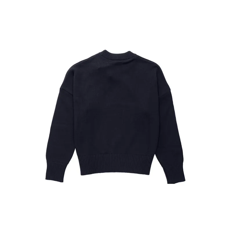 Ami Paris Ami De Coeur Knitted Cotton Crewneck-1
