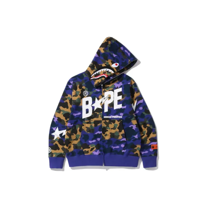 Bape X Heron Preston Mix 1st Camo Shark Relaxed Fit Full Zip Hoodie-2