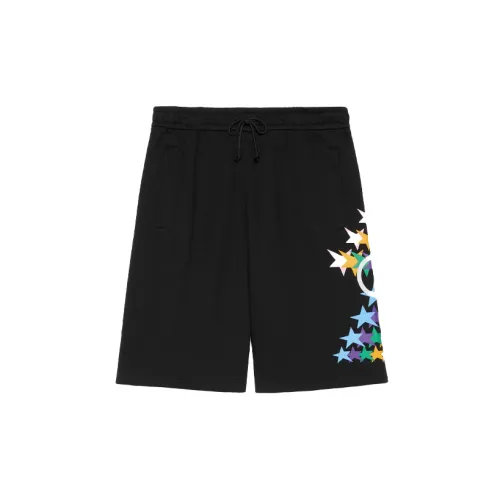 Gucci Interlocking G Star Flash Print Cotton Shorts Black