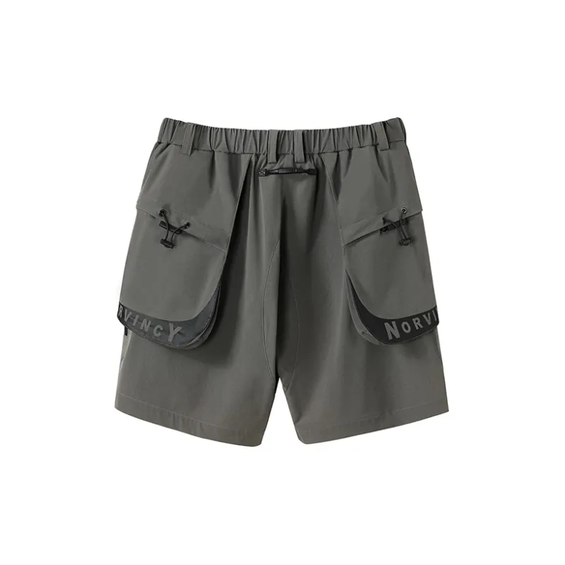 NORVINCY Urban Techwear Elastic String 3D Effect Patch Pocket Casual Shorts Unisex-11