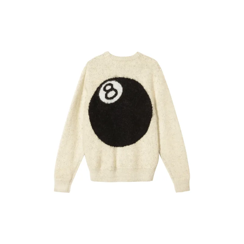 Stussy 8 Ball Heavy Brushed Mohair Sweater Ecru S - POIZON