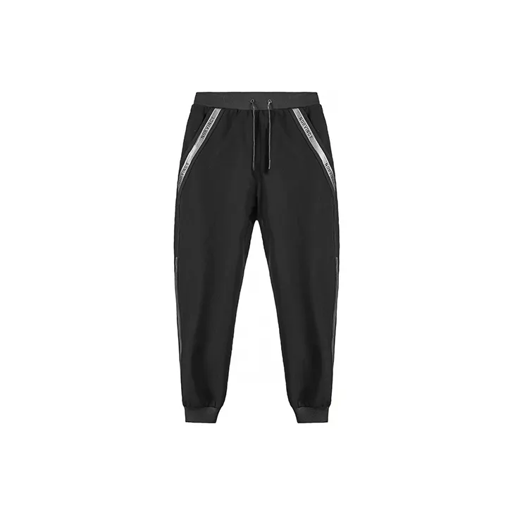 NORVINCY Elastic Cuff Stretch Knitted Sweatpants Unisex Black-1