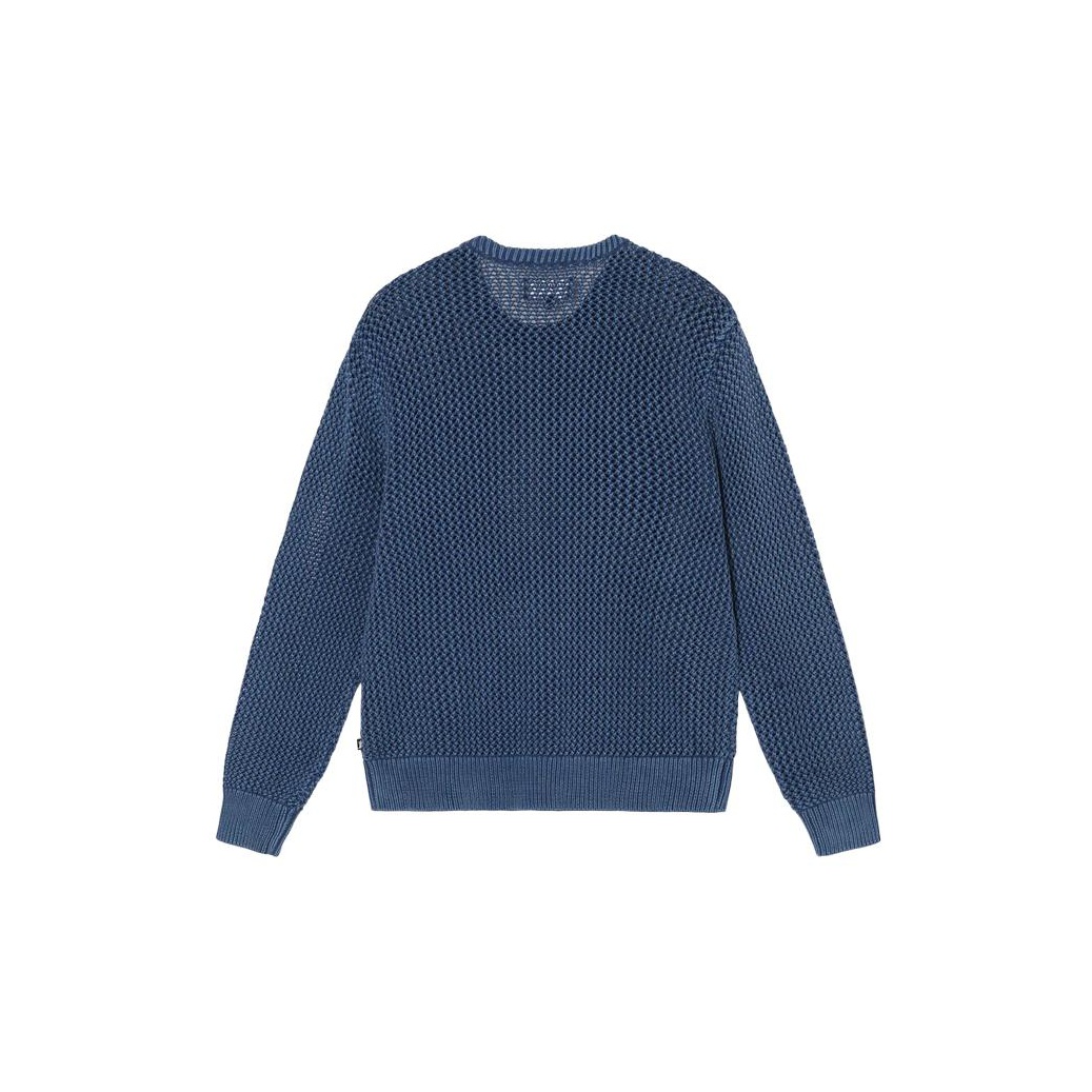 Stussy Pigment Dyed Loose Gauge Sweater Blue S - POIZON