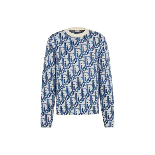 Stussy DIOR Quarterly New Products Cashmere Sweaters Men Blue