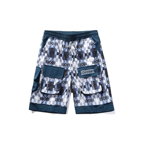 Guuka Casual Shorts Men Blue Plaid