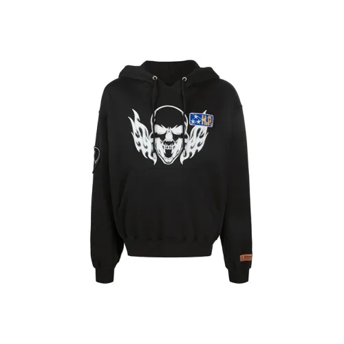 HERON PRESTON Skull Flame Graphic-print Hoodie