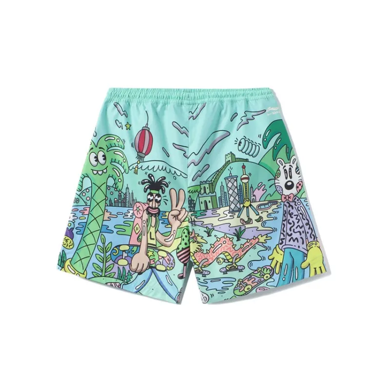 LiNing x Steven Harrington Skateboard Casual Shorts Men's Green-1