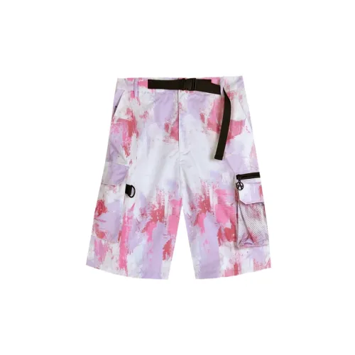 Acupuncture Cargo Shorts Men Purple With Pink Accents