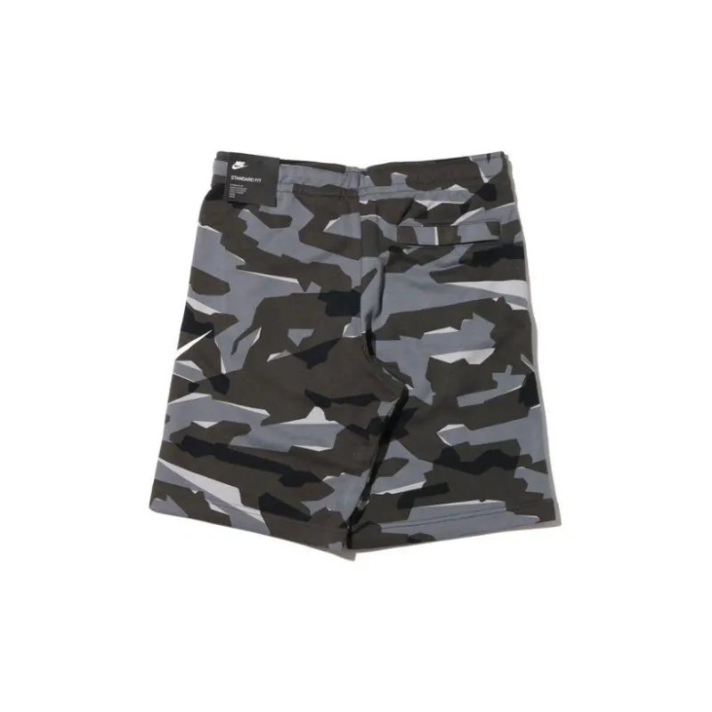 Nike Large Logo Print Drawstring Shorts Grey Camo-1