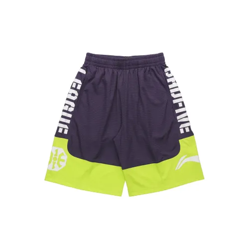 LINING Badfive Casual Shorts Men Gothic Grape Purple Juice Green