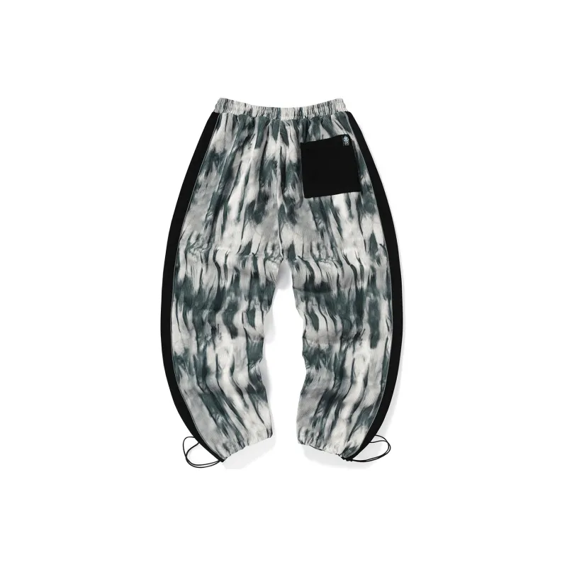 GENANX Ink Tie-dye And Reflective Stripes Side Unisex Knit Sweatpants-1