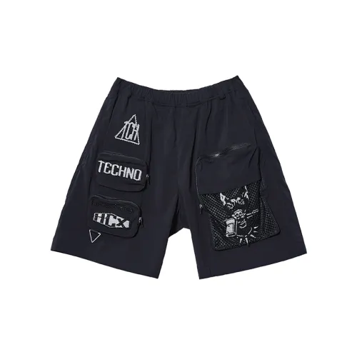 TCH Cargo Shorts Unisex Black Base With Silver Logo