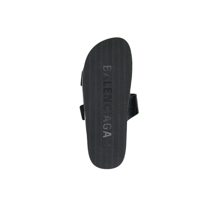 Balenciaga Mallorca Sandal Black Crocodile Embossed-5