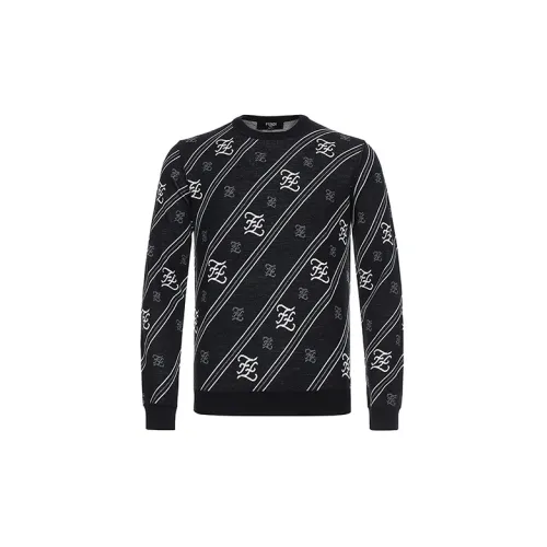 FENDI Men’s Logo Stripe Sweater Black