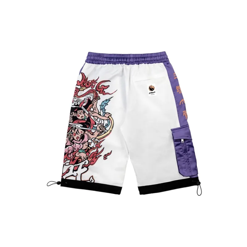 WOOKONG Loose Fit Shorts Men's Black White-1