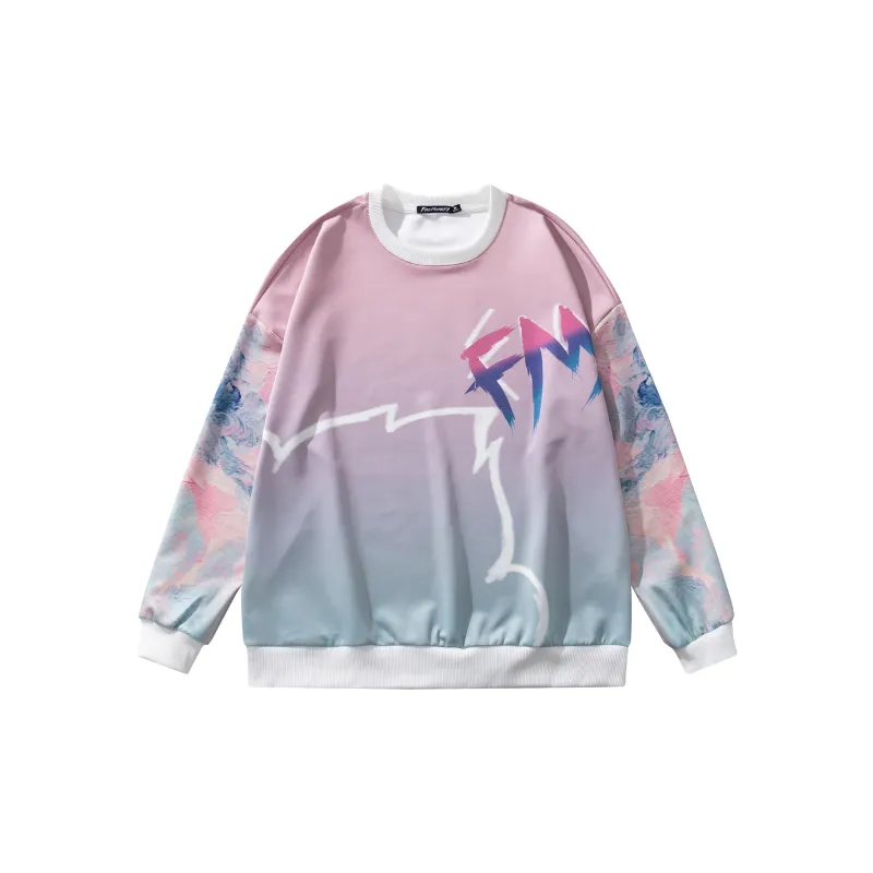 FireMonkey Crew Neck Loose Fit Sweatshirt Unisex Pink-1