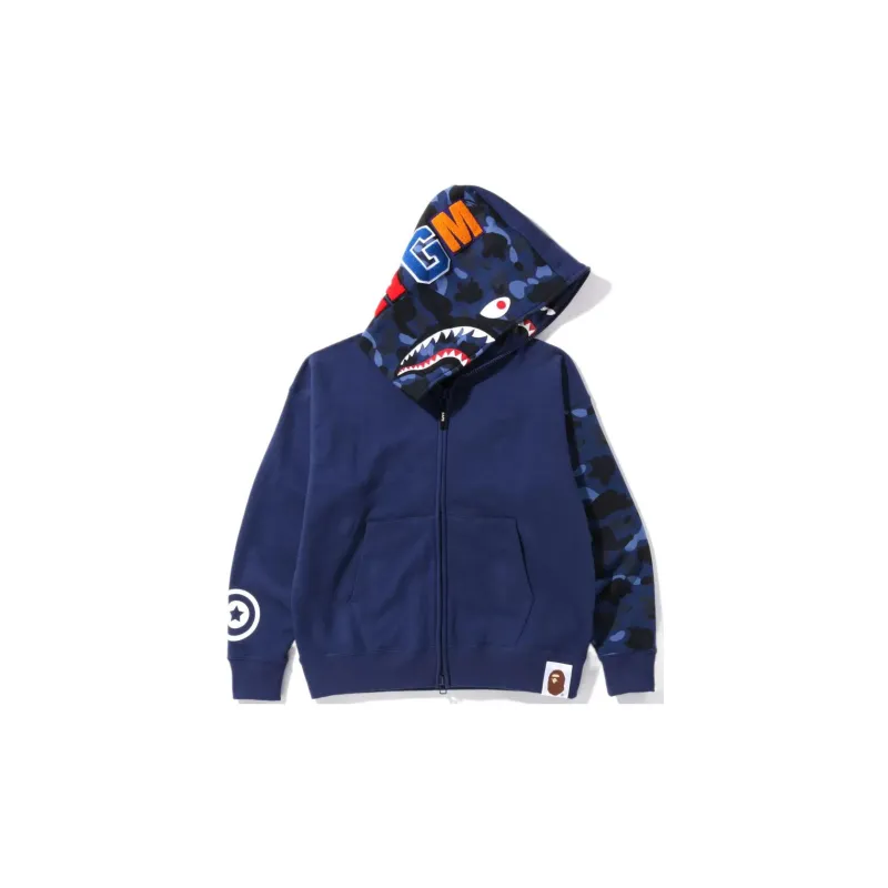 Bape Color Camo Giant Shark Loose Fit Full Zip Hoodie-2
