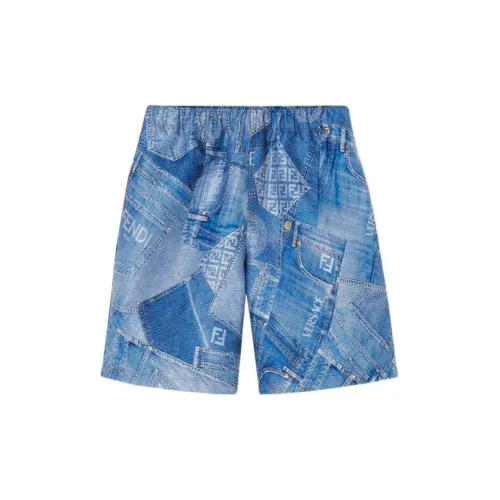 Fendi VERSACE Denim Shorts Men Blue