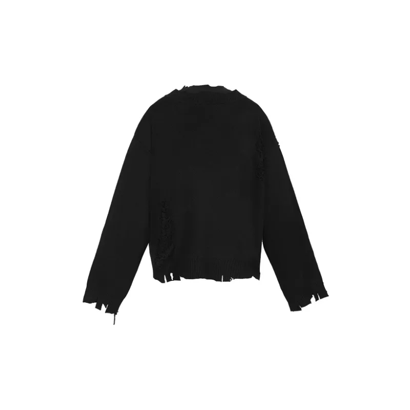C2H4 Distressed Knit Layered Sweater-1