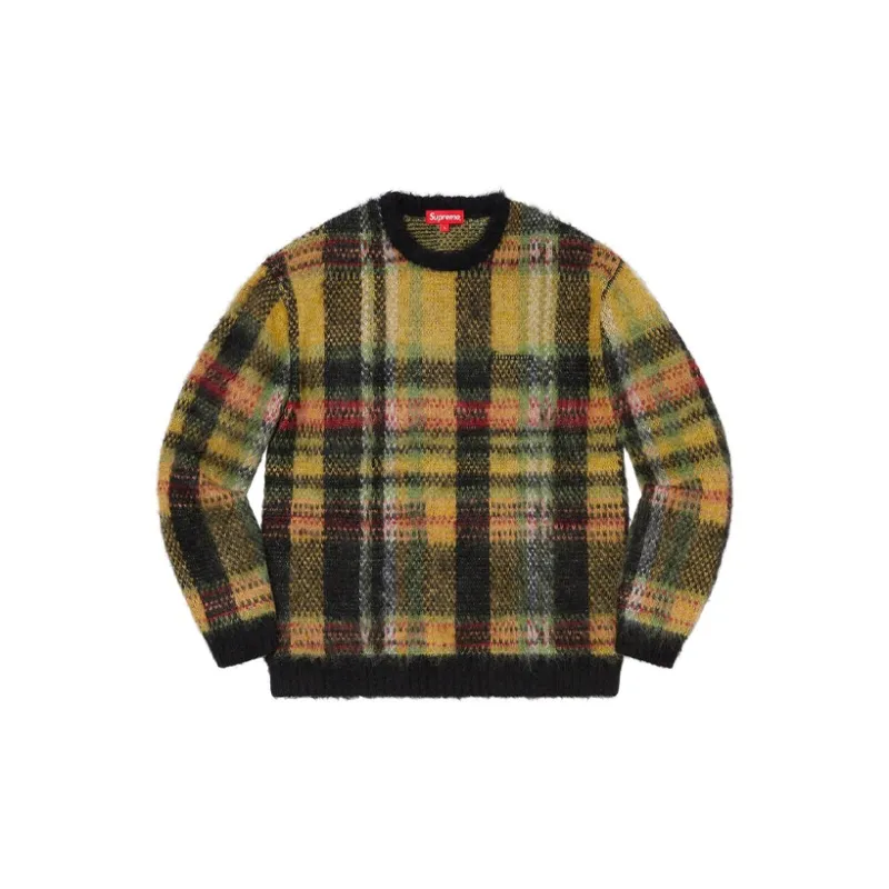 Supreme Brushed Plaid Sweater - POIZON