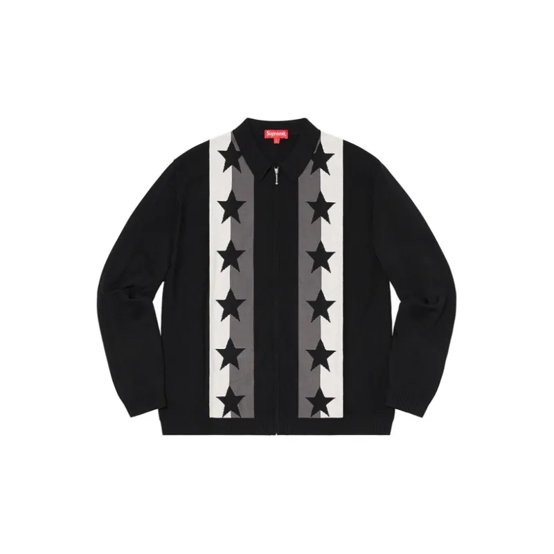 Supreme Stars Zip Up Sweater Polo - POIZON