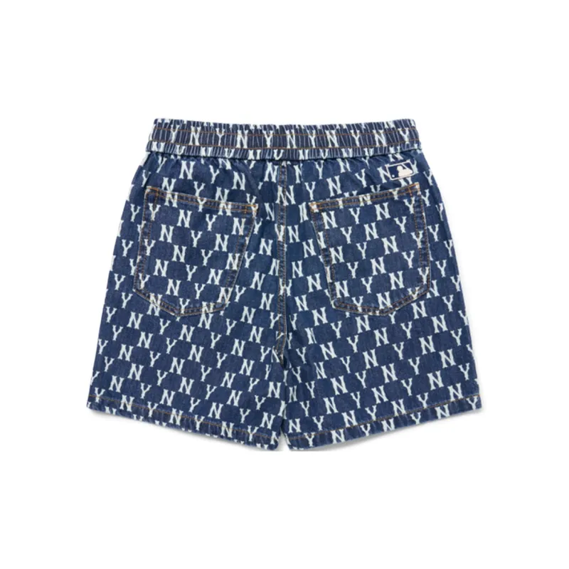 MLB Old Flower Denim Shorts Unisex Blue-1