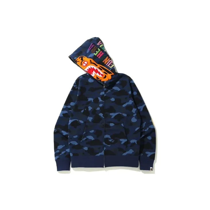 Bape Color Camo Shark Wide Full Zip Double Hoodie-1