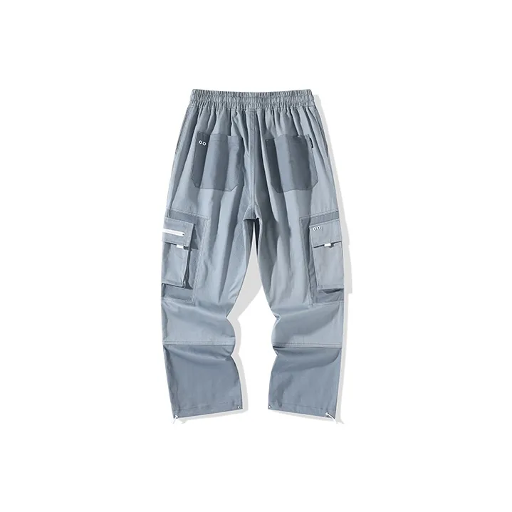 LAMLICKA Straight Casual Pants Unisex Blue-1