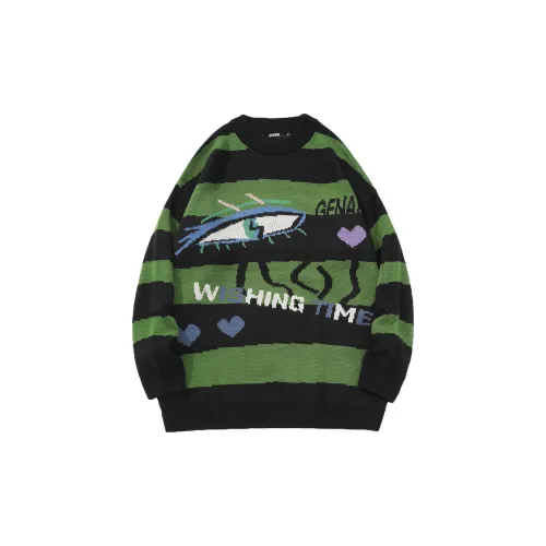 GENANX Sweaters Unisex Black/Green