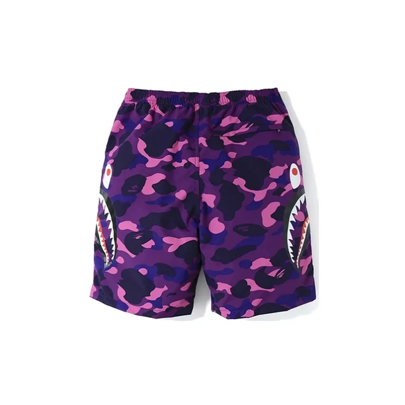 Bape Color Camo Side Shark Beach Shorts-1