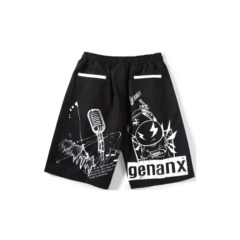 GENANX Loose Fit Shorts Unisex Black-1