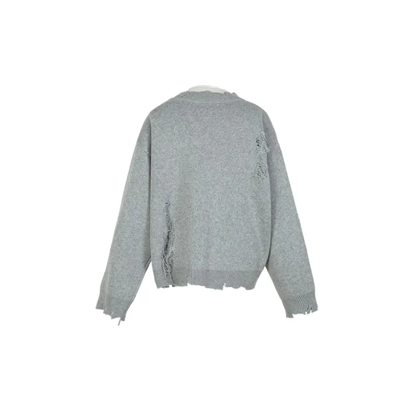 C2H4 Distressed Knit Layered Sweater-4