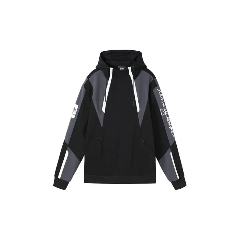 NORVINCY Breathable Letter Print Color Blocking Half Open Collar Sweatshirt Unisex-0