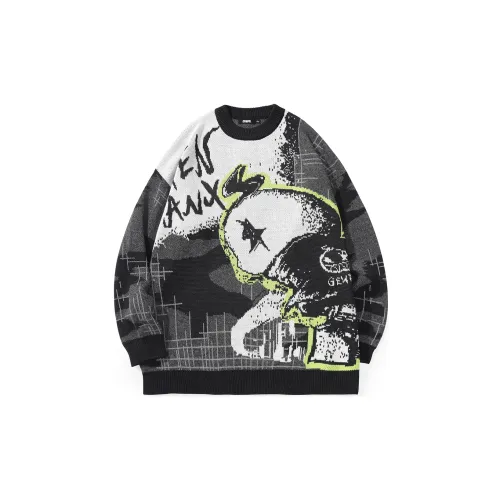 GENANX Sweaters Unisex Black Gray