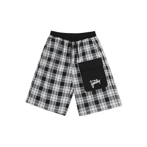 GENANX Casual Shorts Unisex Black/White Plaid