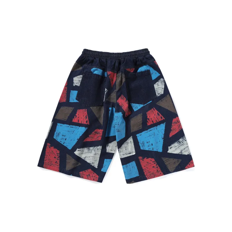 GENANX Loose Fit Shorts Unisex Denim Blue-1
