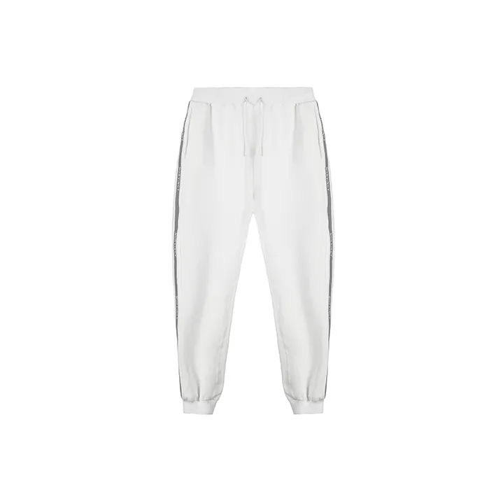 NORVINCY Elastic Cuff Stretch Knitted Sweatpants Unisex White-1